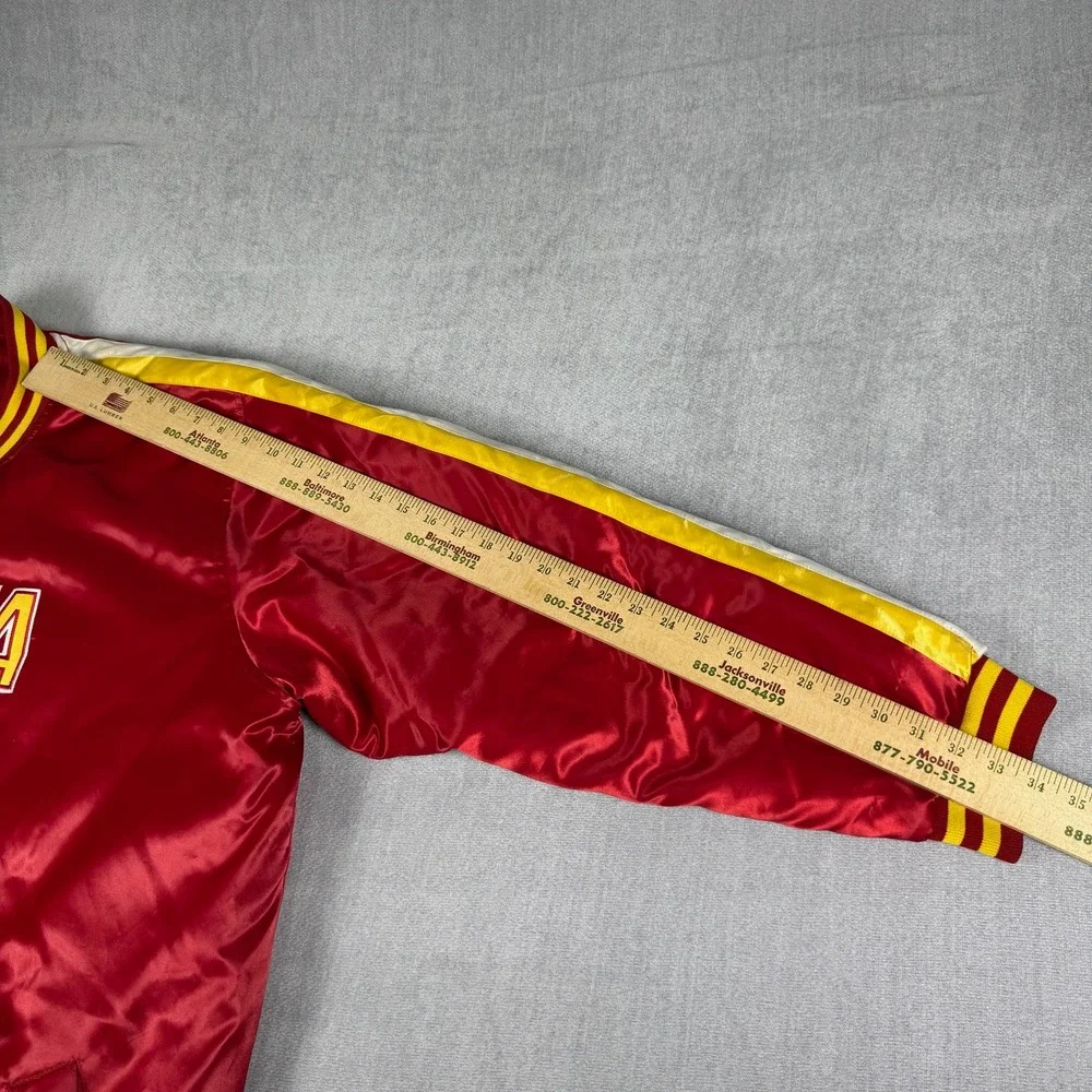 Dogma Atlanta Satin Varsity Bomber Jacket Mens 3XL Red Nylon Snap Front Coat